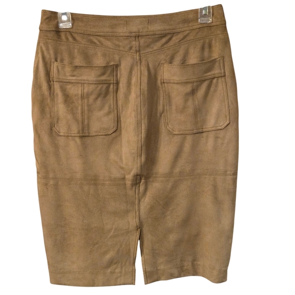 Liz Claiborne Tan Faux Suede Knee-Length Pencil Skirt Cargo Style Women size 10 - Picture 2 of 16